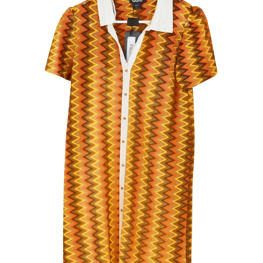 Colorful Zigzag Button-Up Dress NWT